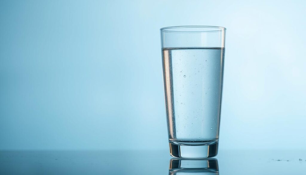 A pristine glass of water against a serene background, illuminated by soft, natural lighting. In the foreground, water droplets glisten on the transparent surface, reflecting the tranquil scene. The middle ground showcases a clean, minimalist design, with a subtle pattern or texture that suggests purity and quality. In the background, a soothing gradient of blues and greens evokes a sense of environmental harmony, conveying the importance of water conservation and sustainability. The overall composition exudes a calming, refreshing atmosphere, underscoring the paramount significance of ensuring the quality and safety of this vital resource.
